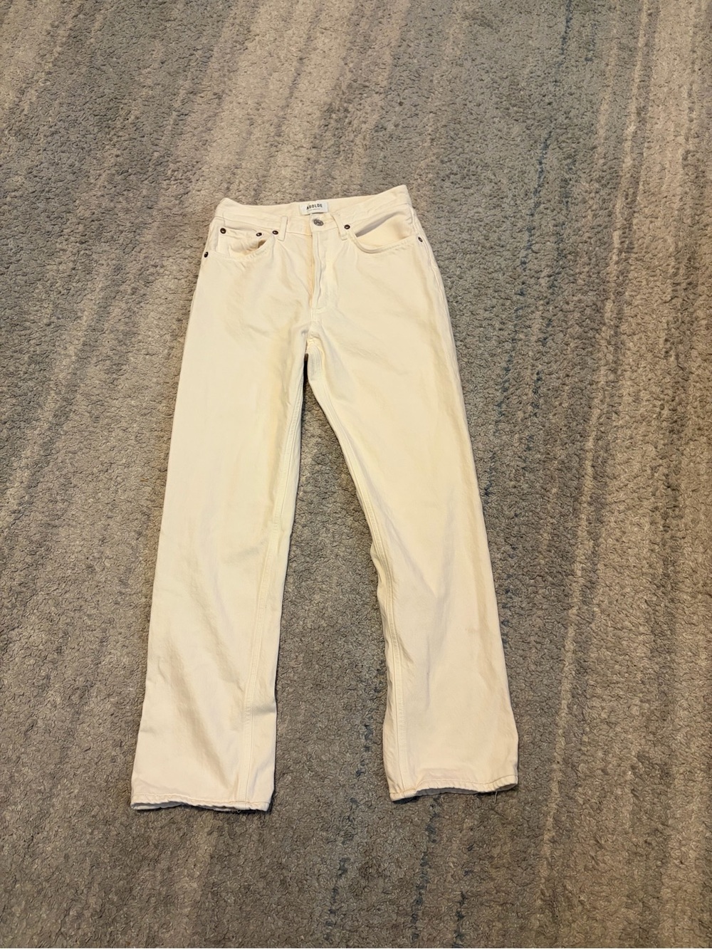 AGOLDE Lana Straight Leg Jeans 25 Cream White 100% Organic Cotton High Rise EUC